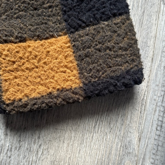 Lee Womens Button Front Sherpa Fleece Jacket Black Orange Plaid Size L - Picture 6 of 8